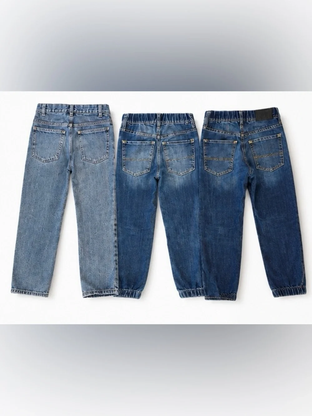 Boys Pull On Jeans Bundle Adjustable Waist Levi’s Denizen & Faded Glory Sz 6 & 8